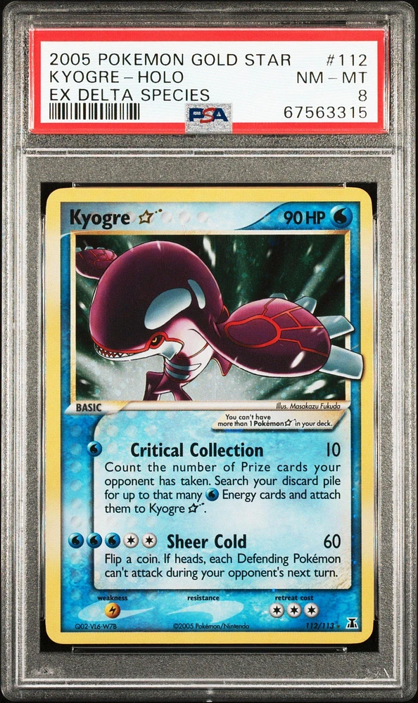 2005 Pokemon Ex Delta Species 112 Kyogre-holo Gold Star PSA 8