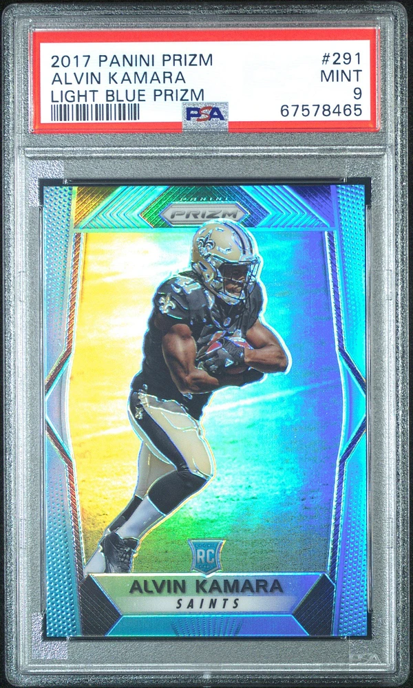 2017 Panini Prizm 291 Alvin Kamara Light Blue Prizm PSA 9