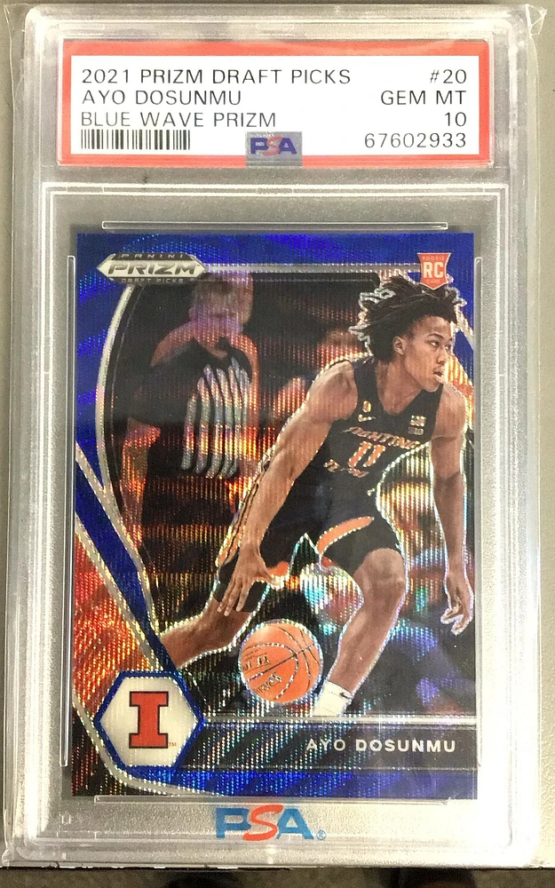 2021 Panini Prizm Draft Picks 20 Ayo Dosunmu Blue Wave Prizm PSA 10