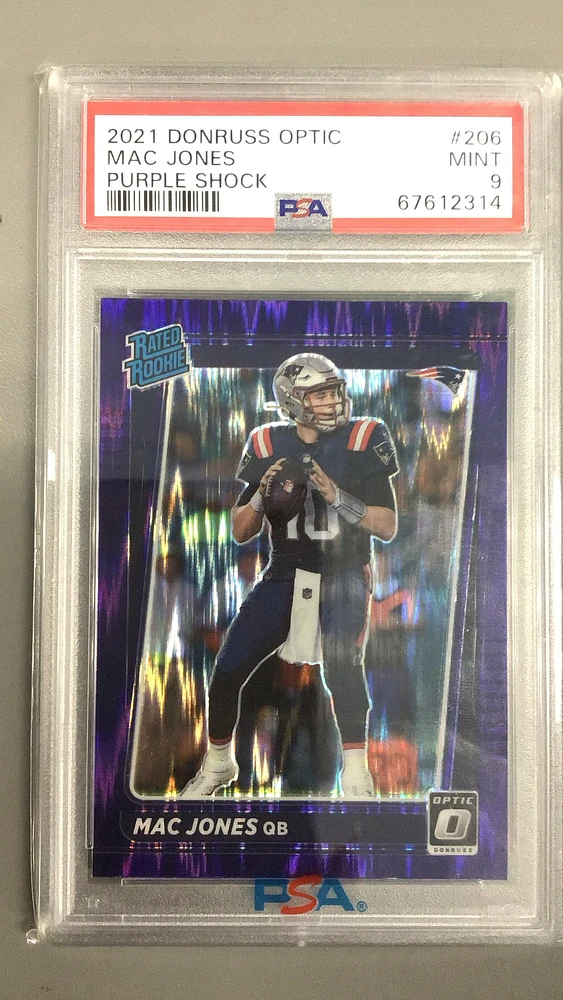 2021 Panini Donruss Optic 206 Mac Jones Purple Shock PSA 9