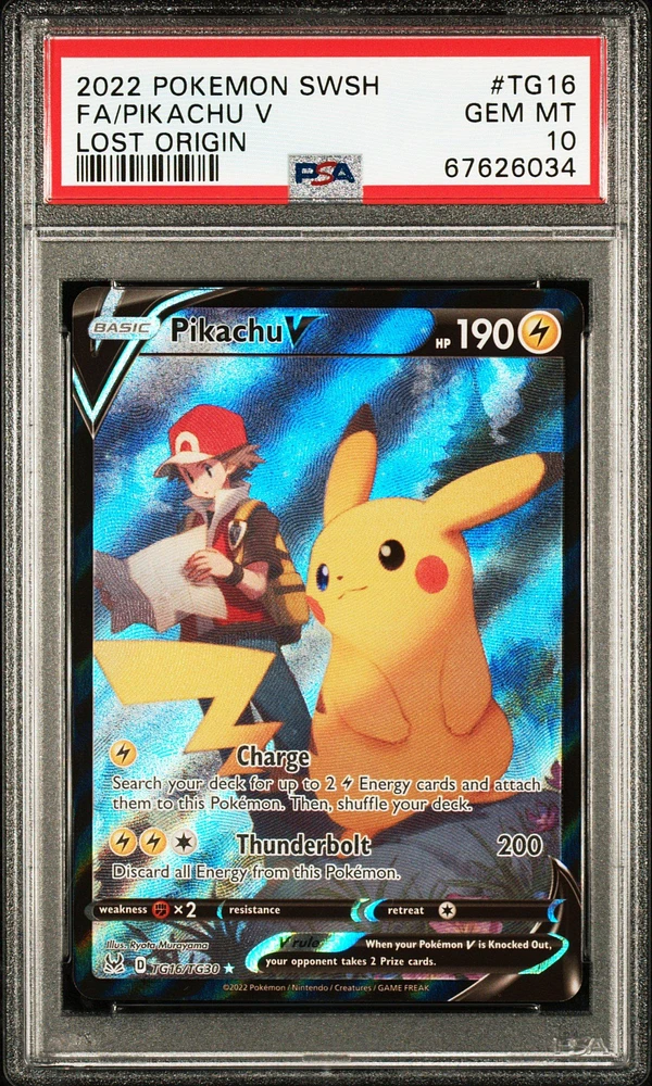 2022 Pokemon Sword & Shield Lost Origin Tg16 Fa/pikachu V PSA