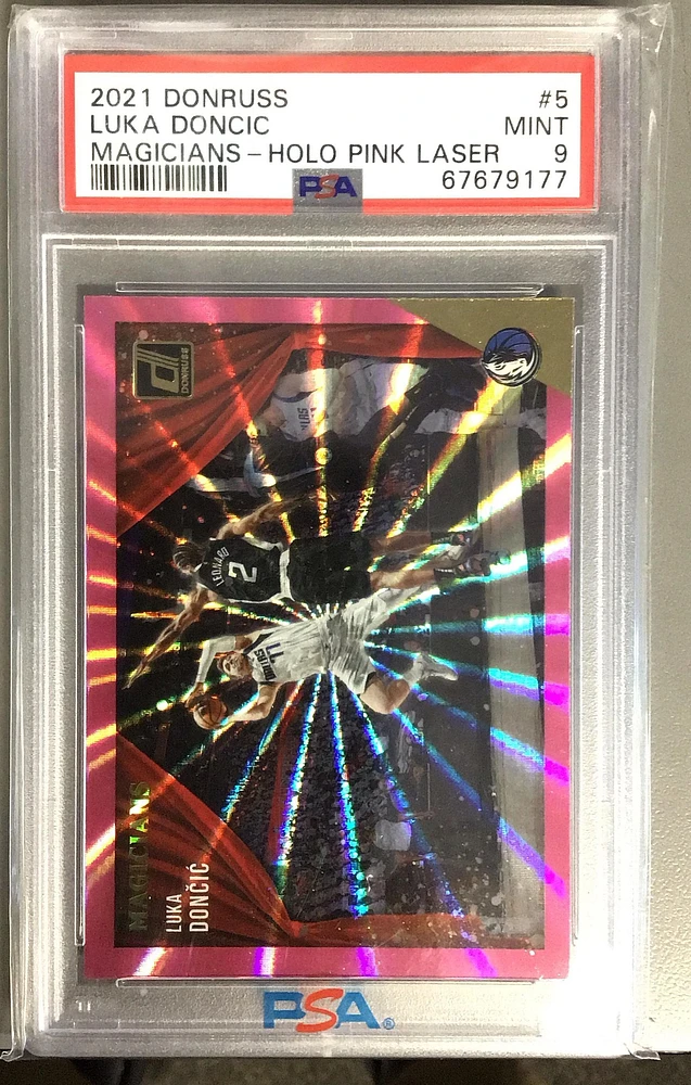 2021 Panini Donruss Magicians 5 Luka Doncic Holo Pink Laser PSA 9