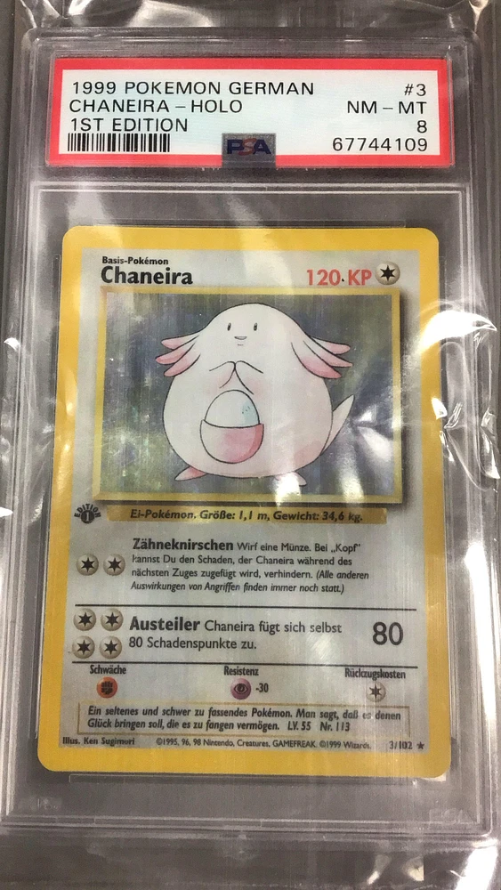 1999 Pokemon German 3 Chaneira-holo 1st Edition PSA 8