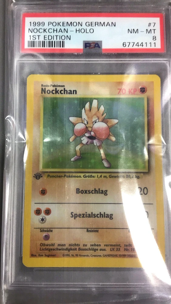 1999 Pokemon German 7 Nockchan-holo 1st Edition PSA 8