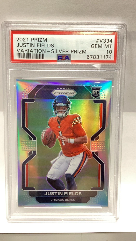 2021 Panini Prizm V334 Justin Fields Variation-silver Prizm PSA 10