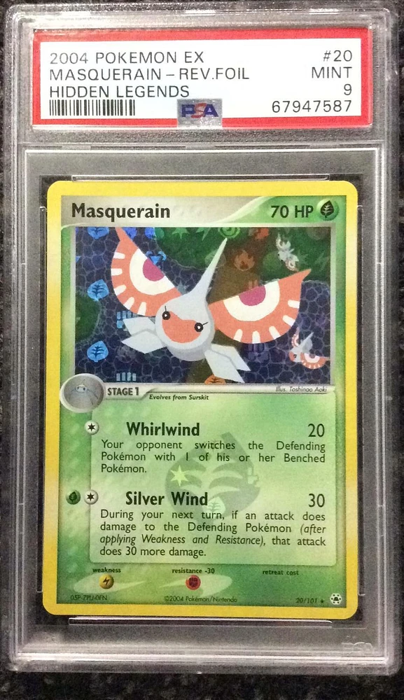 2004 Pokemon Ex Hidden Legends 20 Masquerain-reverse Foil PSA 9