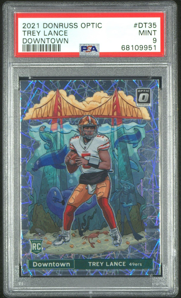 2021 Panini Donruss Optic Downtown Dt35 Trey Lance PSA 9