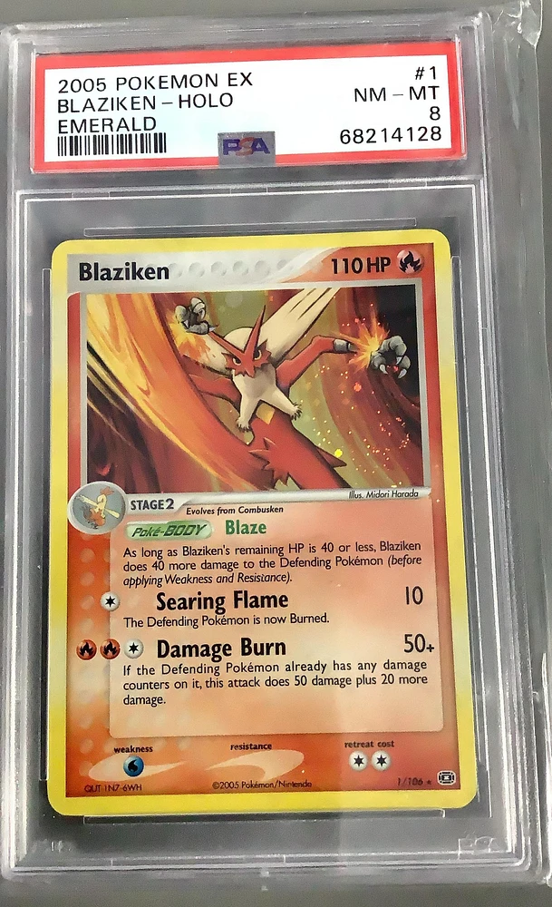 2005 Pokemon Ex Emerald 1 Blaziken-holo PSA 8