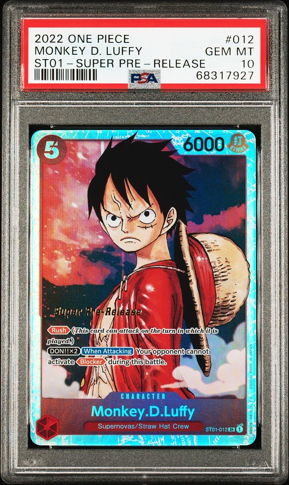 2022 One Piece Starter Deck-straw Hat Crew Monkey D. Luffy Super Pre-release PSA 10