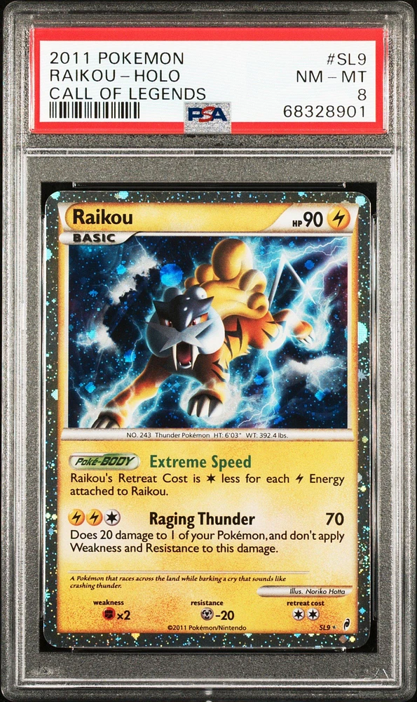 2011 Pokemon Call Of Legends Sl9 Raikou-holo PSA 8