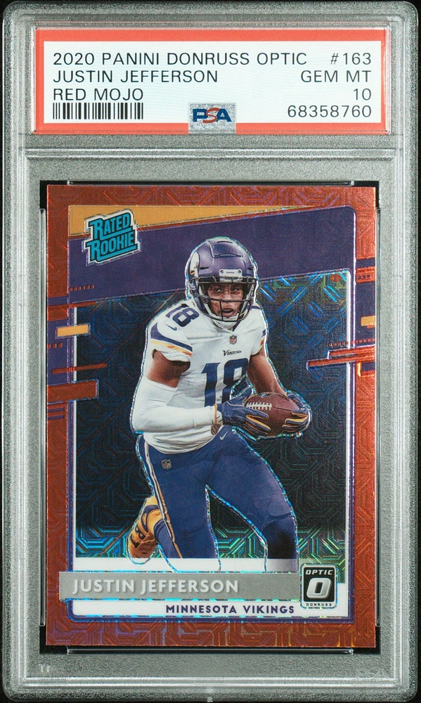 2020 Panini Donruss Optic 163 Justin Jefferson Red Mojo PSA 10
