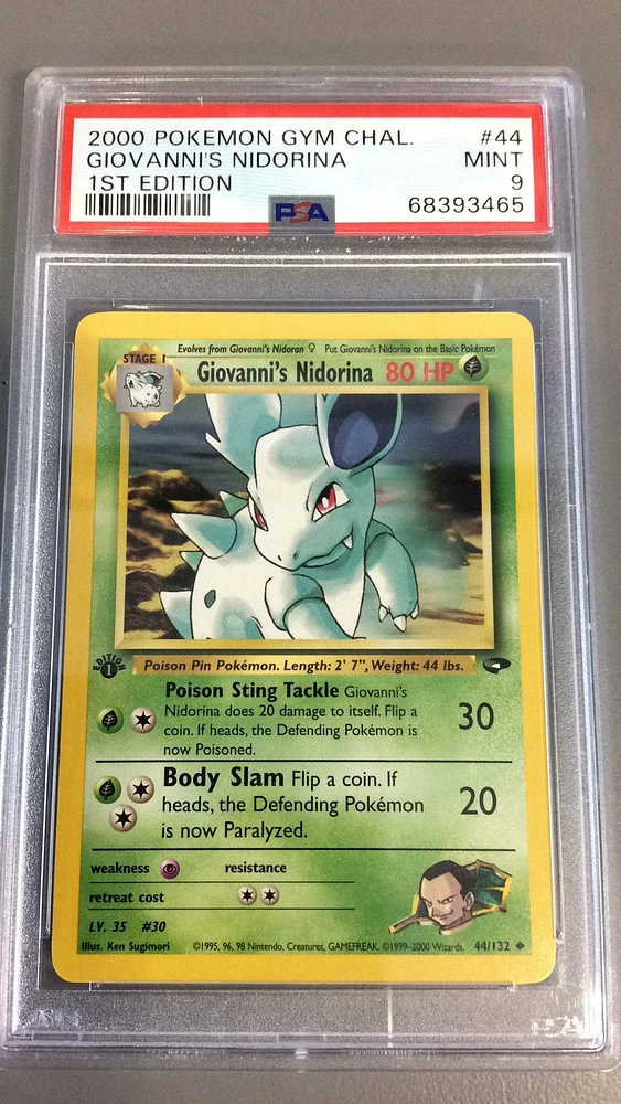 2000 Pokemon Gym Challenge 44 Giovanni's Nidorina 1st Edition PSA 9