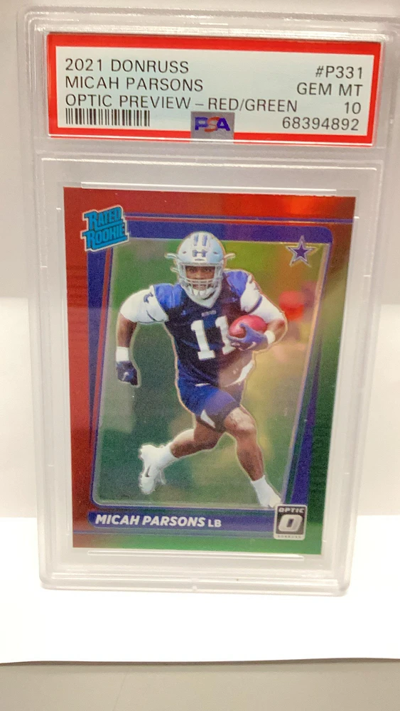 2021 Panini Donruss P331 Micah Parsons Optic Preview-red/green PSA 10