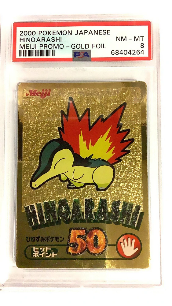 2000 Pokemon Japanese Meiji Promo Hinoarashi Gold Foil PSA 8