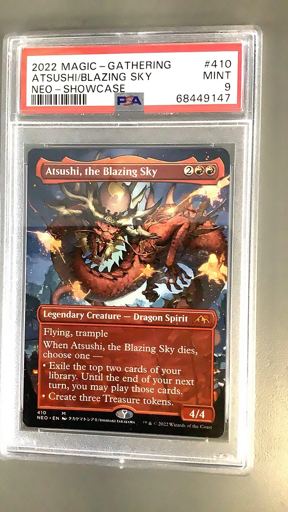 2022 Magic The Gathering Kamigawa: Neon Dynasty 410 Atsushi, The Blazing Sky Showcase PSA 9