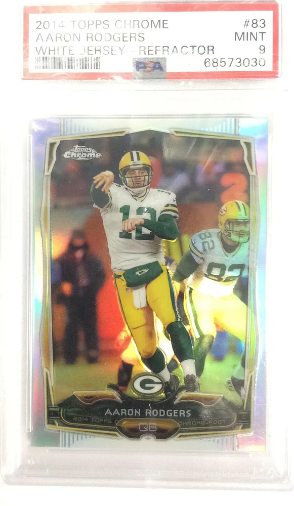 2014 Topps Chrome 83 Aaron Rodgers White Jersey-refractor PSA 9