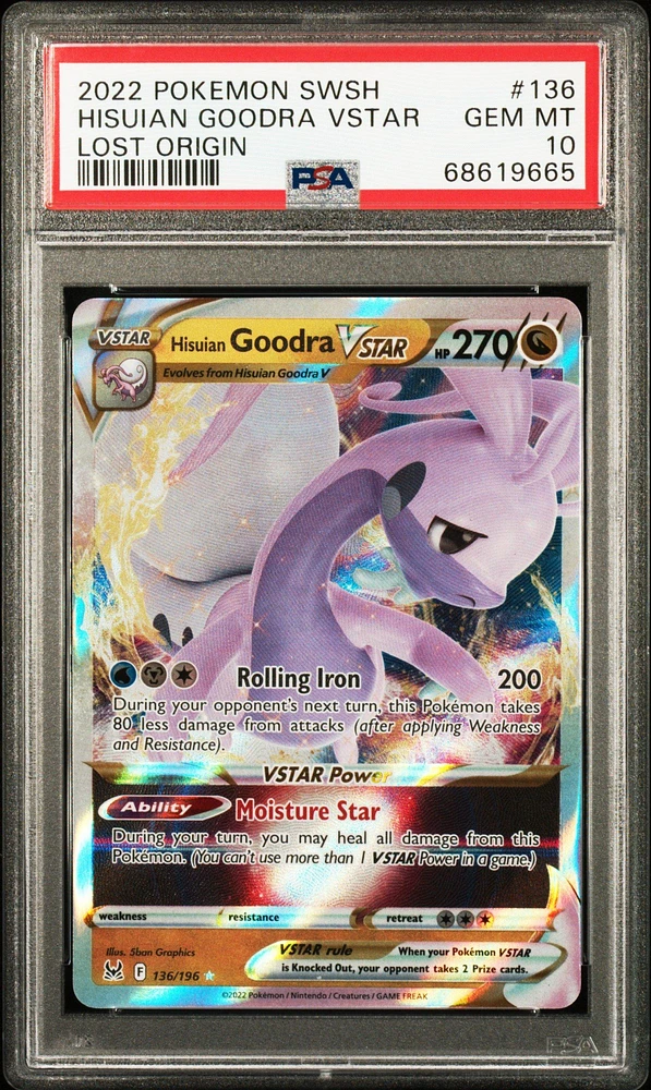2022 Pokemon Sword & Shield Lost Origin 136 Hisuian Goodra Vstar PSA