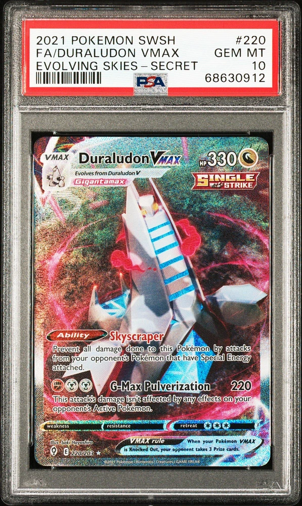 2021 Pokemon Sword & Shield Evolving Skies 220 Fa/duraludon Vmax PSA 10