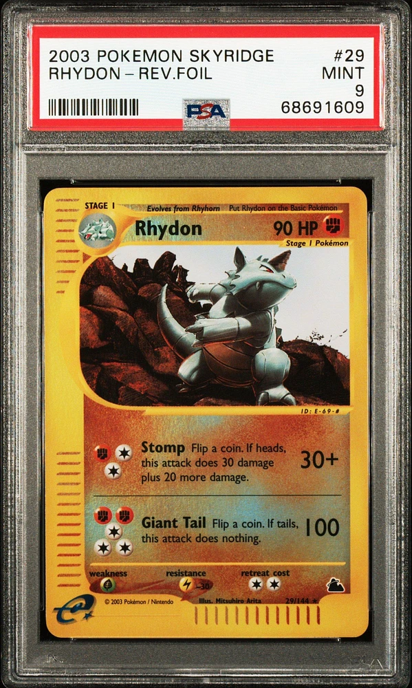 2003 Pokemon Skyridge 29 Rhydon-reverse Foil PSA 9