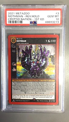 2021 Metazoo Cryptid Nation 3 Mothman-reverse Holo 1st Edition PSA 10