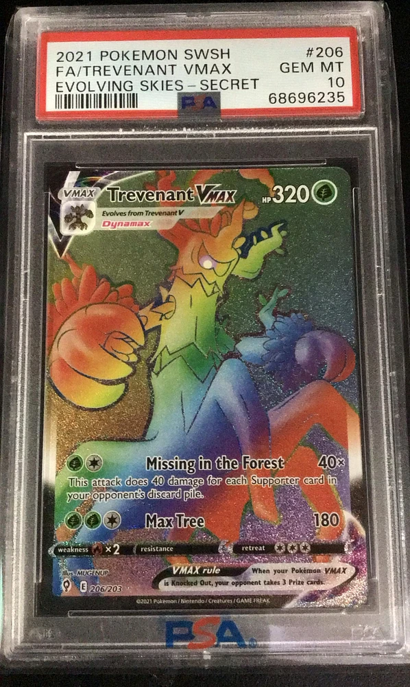 2021 Pokemon Sword & Shield Evolving Skies 206 Full Art/trevenant Vmax Secret PSA 10