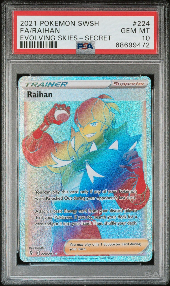 2021 Pokemon Sword & Shield Evolving Skies 224 Full Art/raihan Secret PSA