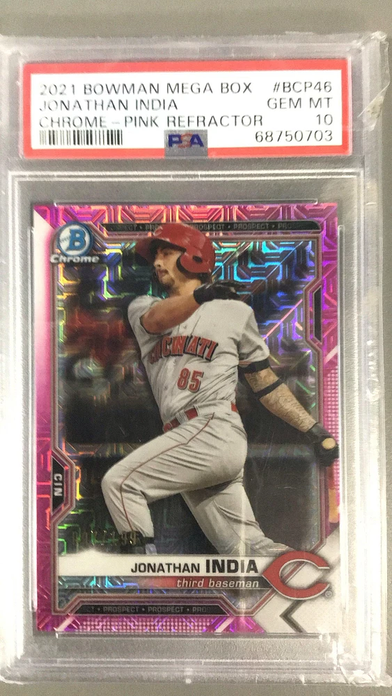 2021 Bowman Mega Box Chrome Bcp46 Jonathan India Refractor PSA 10