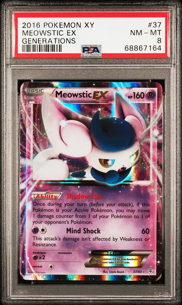 2016 Pokemon Xy Generations 37 Meowstic Ex PSA 8