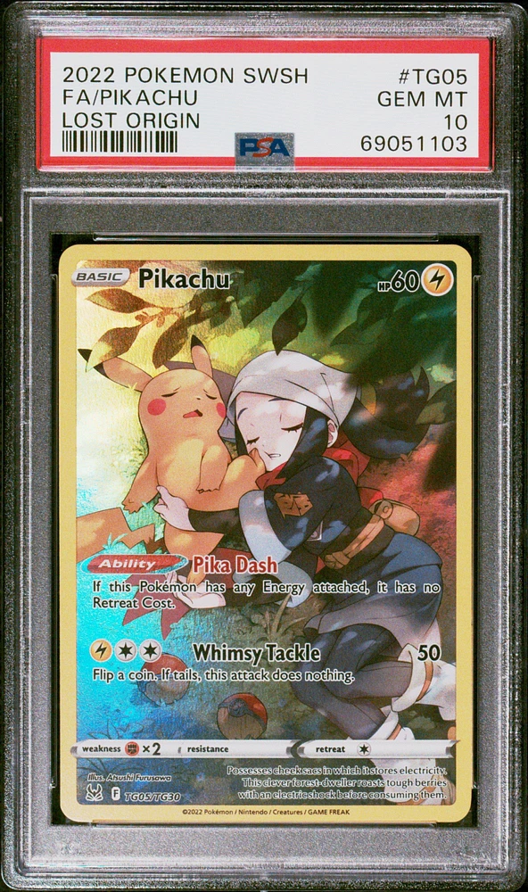 2022 Pokemon Sword & Shield Lost Origin Tg05 Fa/pikachu PSA