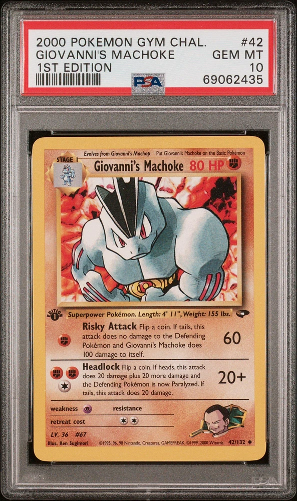 2000 Pokemon Gym Challenge 42 Giovanni's Machoke 1st Edition PSA