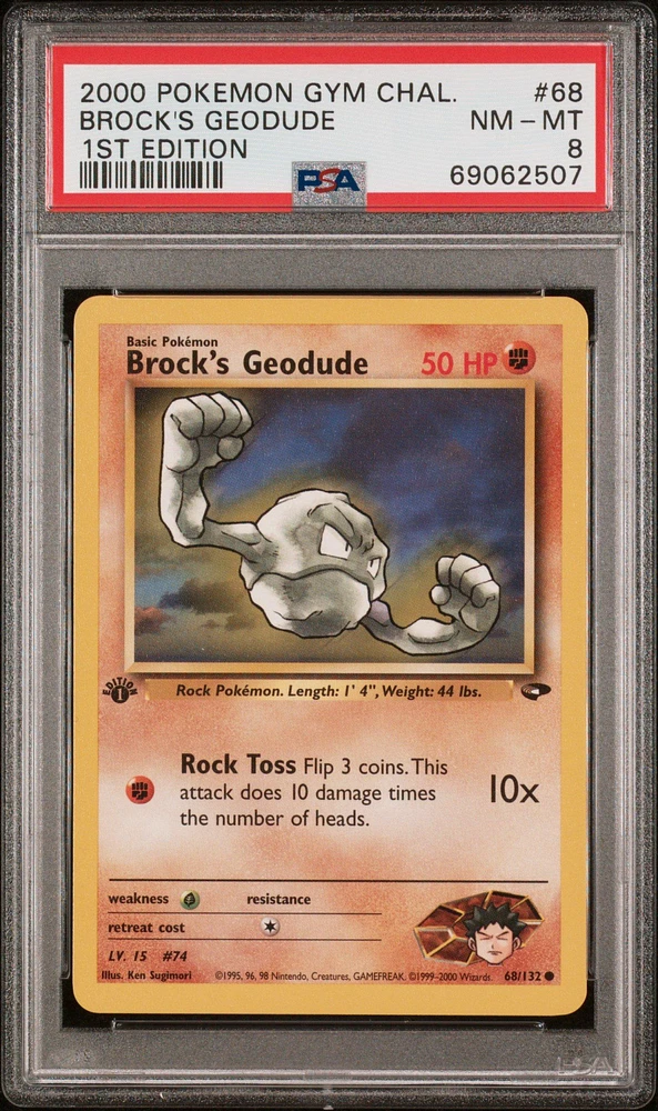 2000 Pokemon Gym Challenge 68 Brock's Geodude PSA 8