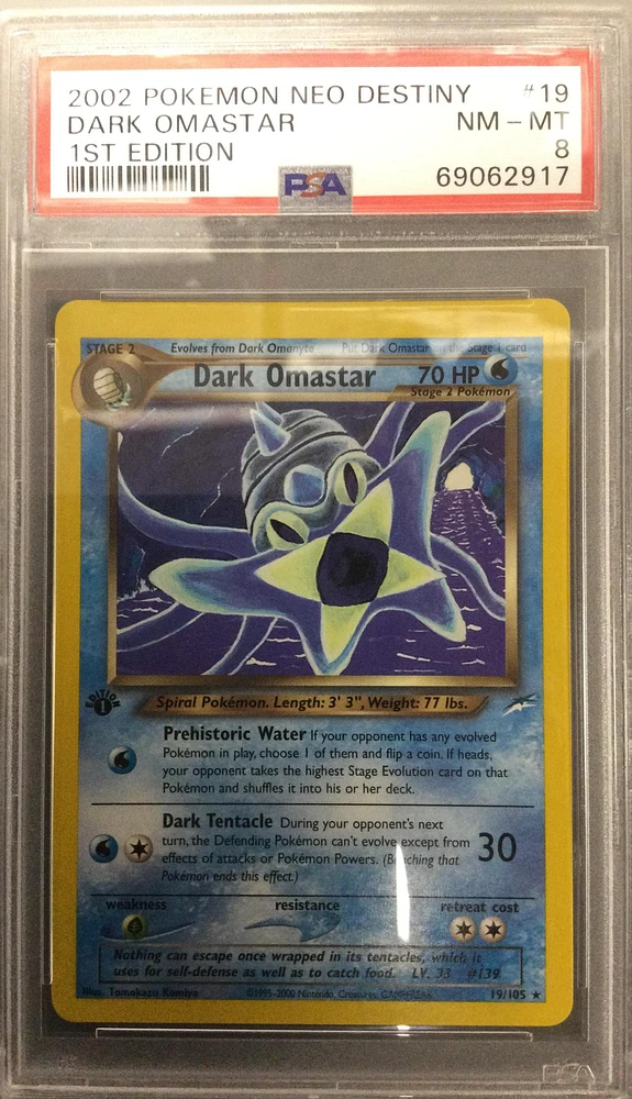 2002 Pokemon Neo Destiny 19 Dark Omastar 1st Edition PSA