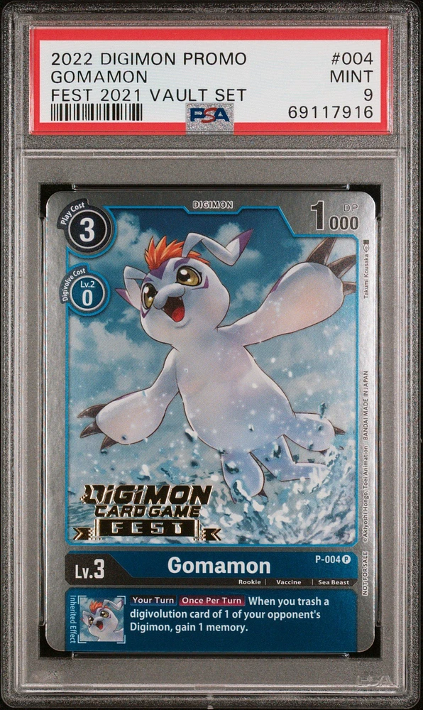2022 Digimon Promo 004 Gomamon Fest 2021 Vault Set PSA 9