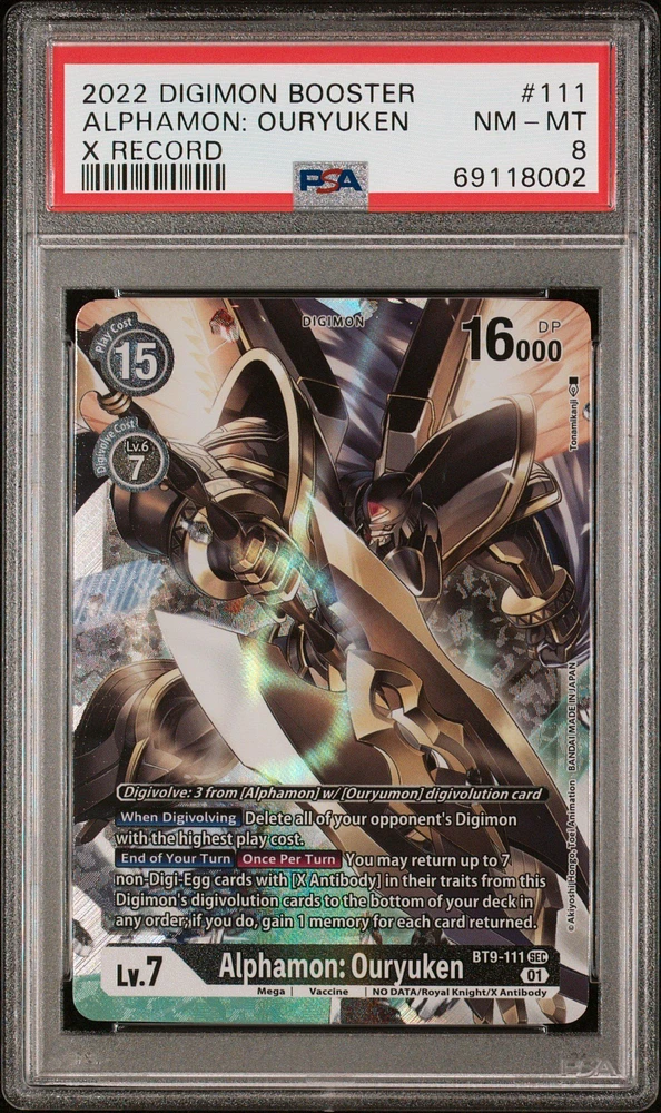 2022 Digimon Booster X Record 111 Alphamon: Ouryuken PSA 8