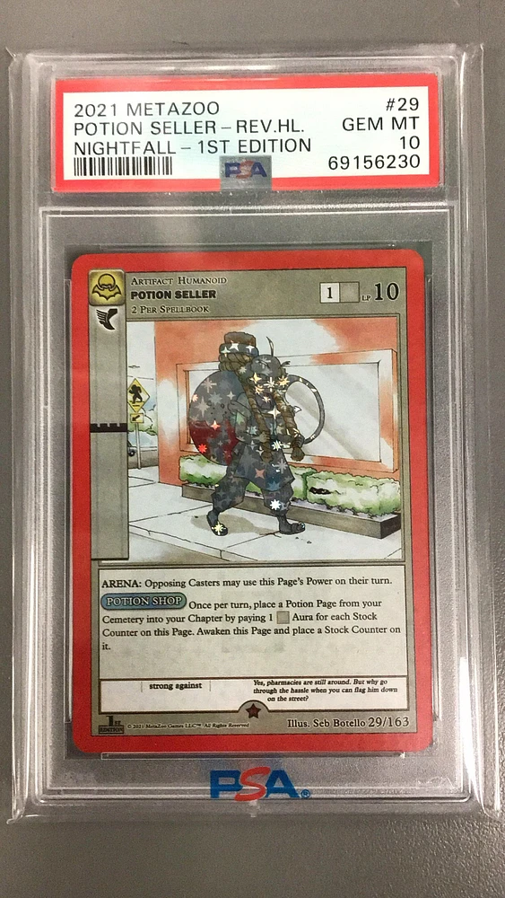 2021 Metazoo Nightfall 29 Potion Seller-reverse Holo 1st Edition PSA 10