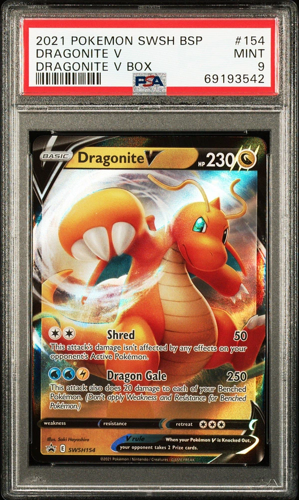 2021 Pokemon Swsh Black Star Promo 154 Dragonite V Dragonite V Box PSA 9