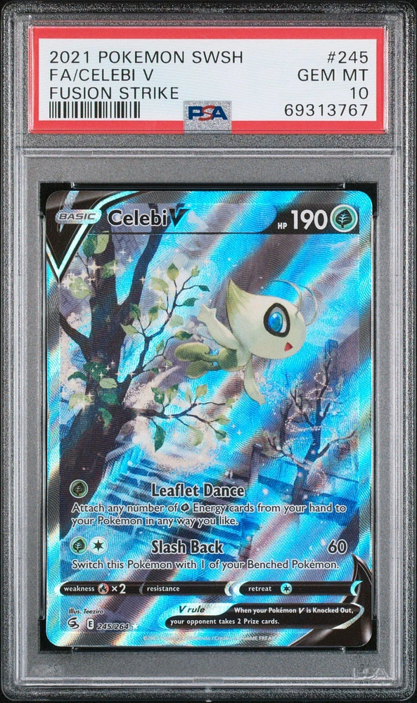 2021 Pokemon Sword & Shield Fusion Strike 245 Fa/celebi V PSA