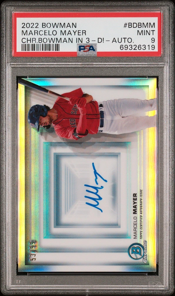 2022 Bowman Chrome Bowman In 3-d! Bdbmm Marcelo Mayer Autograph PSA 9