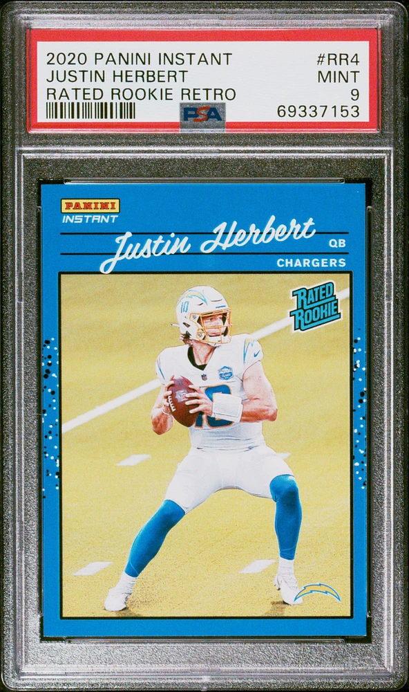 2020 Panini Instant Rated Rookie Retro Rr4 Justin Herbert PSA 9