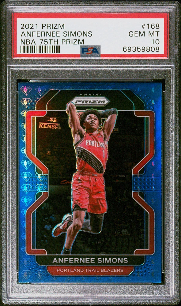 2021 Panini Prizm 168 Anfernee Simons Nba 75th Prizm PSA 10