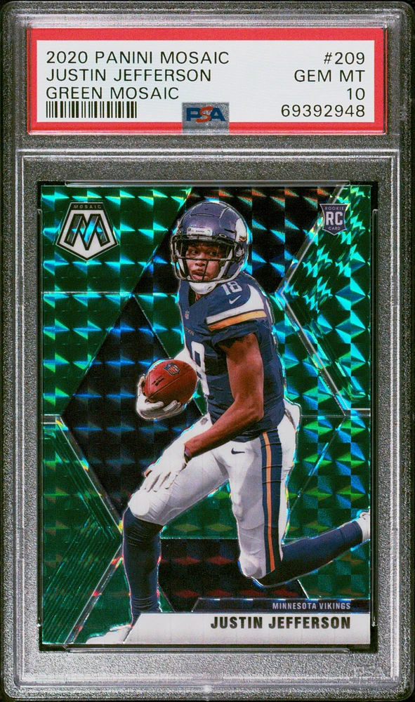 2020 Panini Mosaic 209 Justin Jefferson Green Mosaic PSA 10