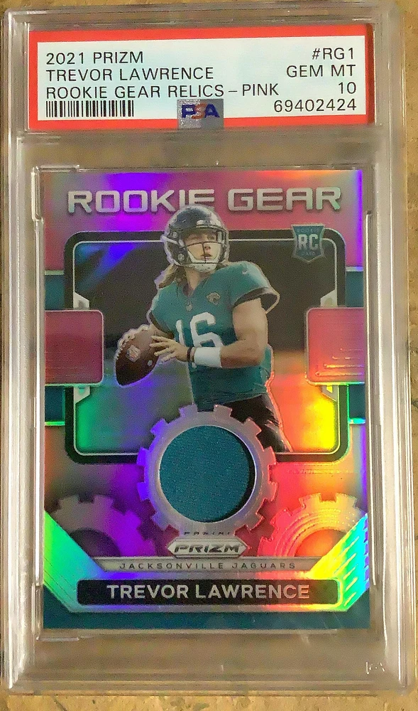 2021 Panini Prizm Rookie Gear Relics Rg1 Trevor Lawrence Pink PSA 10