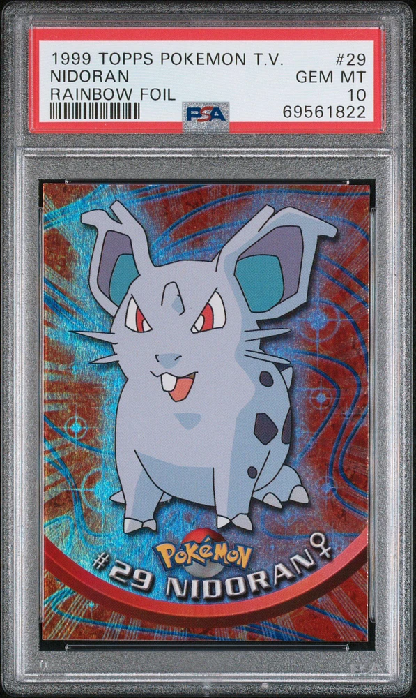 1999 Topps Pokemon Tv 29 Nidoran Rainbow Foil PSA 10