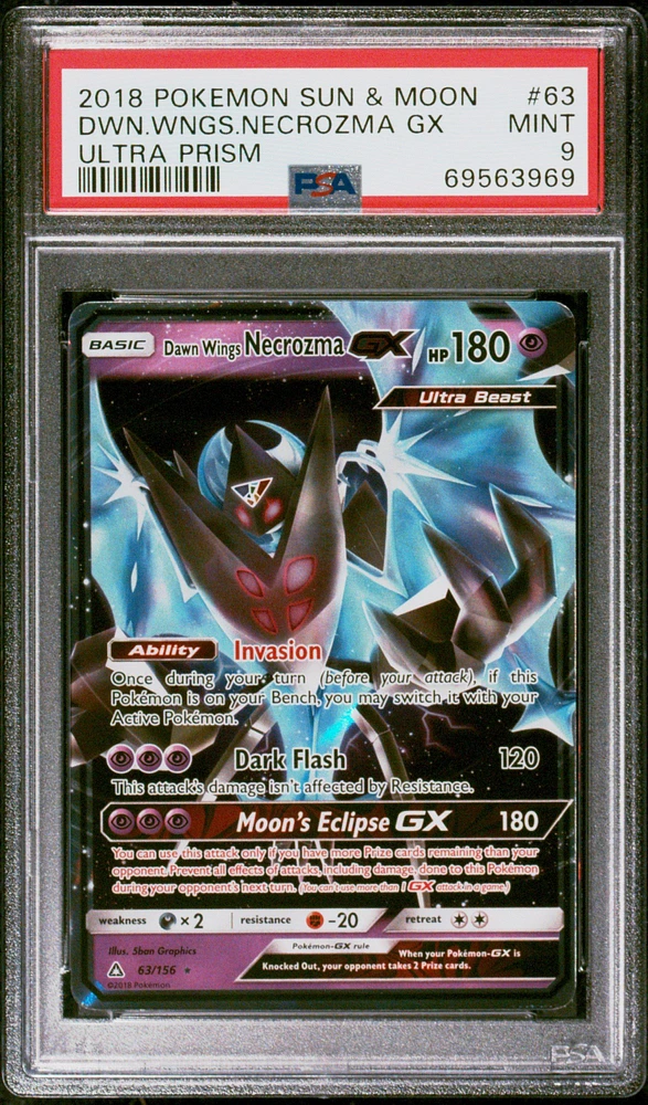 2018 Pokemon Sun & Moon Ultra Prism 63 Dawn Wings Necrozma Gx PSA 9