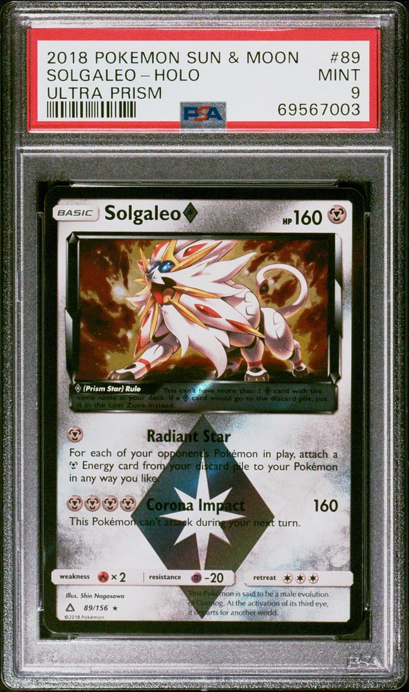 2018 Pokemon Sun & Moon Ultra Prism 89 Solgaleo PSA 9