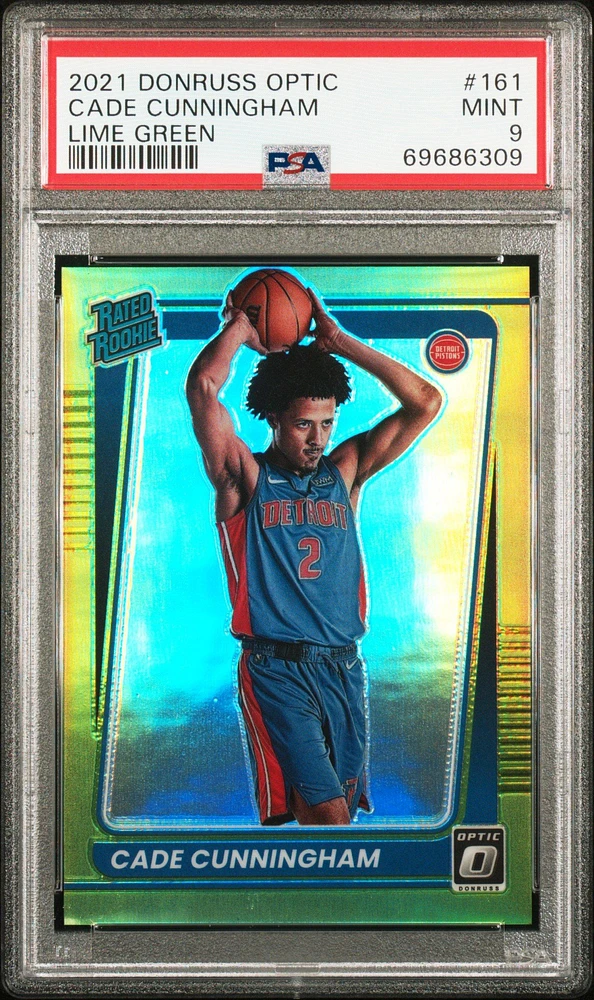 2021 Panini Donruss Optic 161 Cade Cunningham Lime Green PSA 9