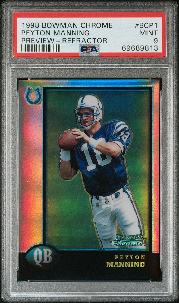 1998 Bowman Chrome Preview Bcp1 Peyton Manning Refractor PSA 9