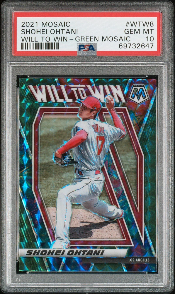 2021 Panini Mosaic Will To Win Wtw8 Shohei Ohtani Green Mosaic PSA 10