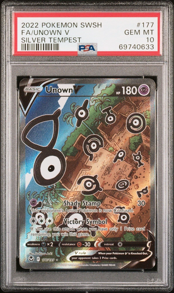 2022 Pokemon Sword & Shield Silver Tempest 177 Fa/unown V PSA