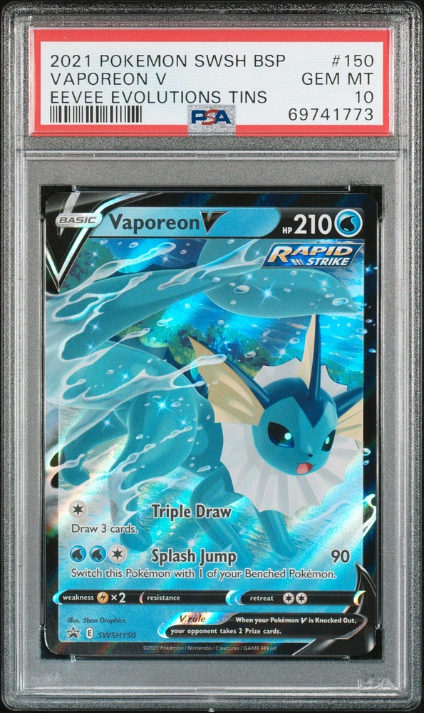 2021 Pokemon Swsh Black Star Promo 150 Vaporeon V PSA
